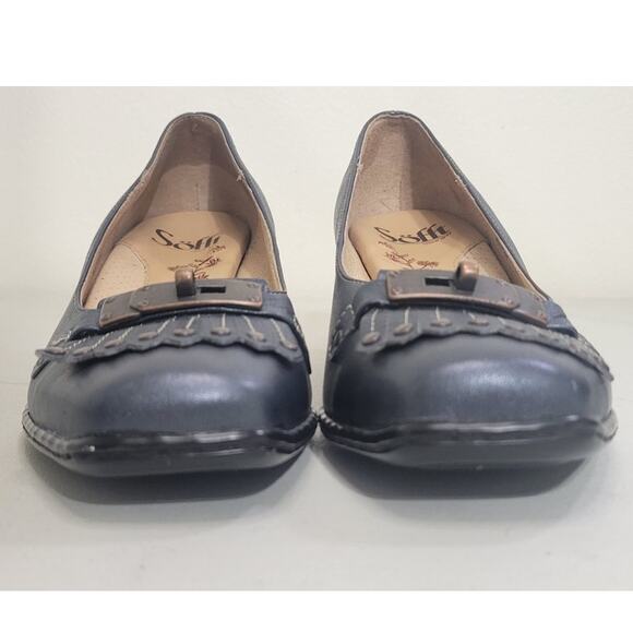 Sofft Shoes Womens Size 7N Leather Blue 2Kitten Heel Peasant Boho Modern Shoes - Picture 3 of 9